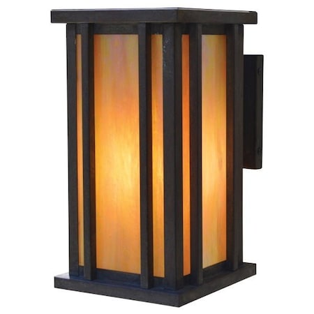 Arroyo Craftsman 9" Glencoe Wall Mount, Slate, Gold White Iridescent Glass GLB-9GW-S
